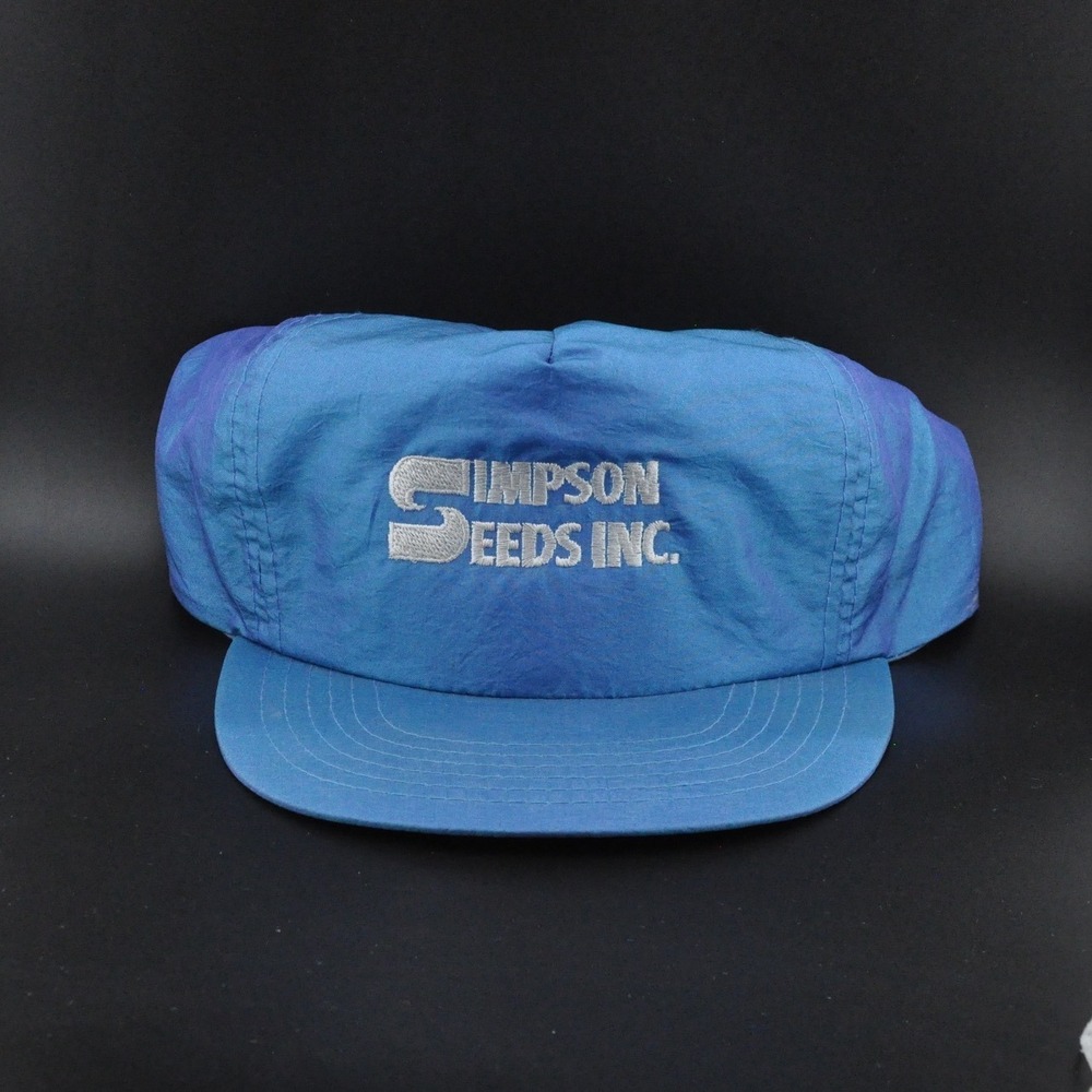 Simpson Seeds Inc Hat OSFM Blue Excellent Vintage Iridescent Snapback
